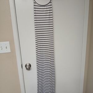 Elegant White and Black Striped Dress